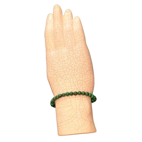 6MM Genuine Green Malachite Natural Stone Stretch Beaded Bracelet Round Bead - Picture 3 of 4